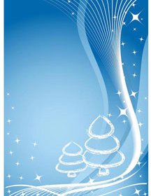 Vector Christmas Line Art Tree In Abstract Lines Blue Background