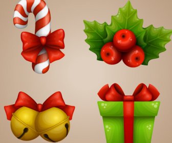 Vector Navidad Ornamento Conjunto De Iconos