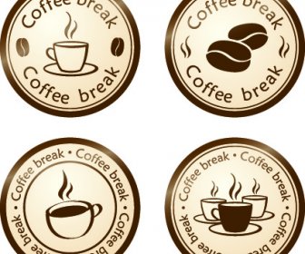 Vector De Elementos De Las Etiquetas Engomadas Coffe Break