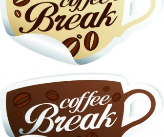 Vector De Elementos De Las Etiquetas Engomadas Coffe Break
