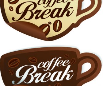 Vector Coffee Break Stickers Elements