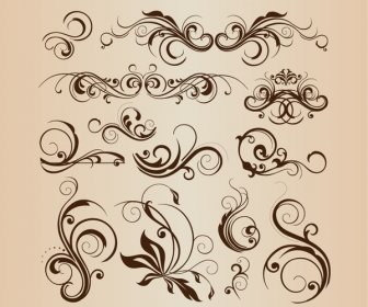 Vector Collection Of Design Floral Decorative Elements