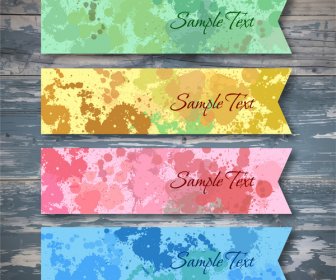 Vector Collection Of Water Color Banners Sets