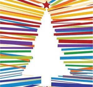 Vektor Strip Berwarna-warni Membuat Pohon Natal Natal X Mas Kartu