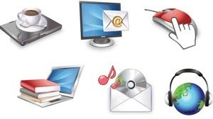 Векторный Icon Аксессуары для компьютера и ноутбука или наушников