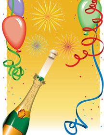 Vector Cute Birthday Celebration Balloon And Fireworks Illustration