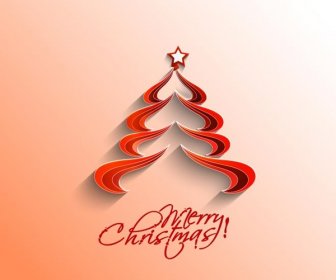 Vector Cute Red Merry Christmas Tree Logo