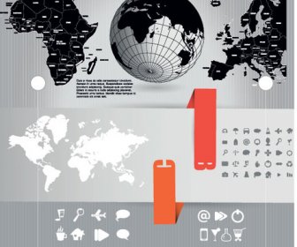 Tasarım öğeleri Ve Simge Vektör Demografik Gri Infographics Küre