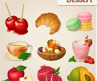 Vektor-Dessert Mit Obst Symbole