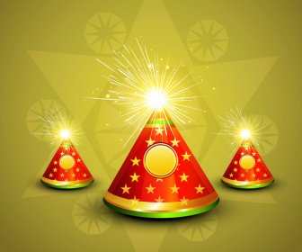 Vector Diwali Shiny Crackers Indian Festival Colorful Background