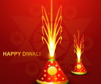 Vector Diwali Shiny Crackers Indian Festival Colorful Background