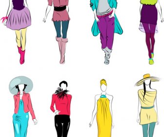 ベクターファッションの女の子のデザイン要素