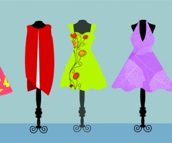 Vektor Fashion Ilustrasi Anal Dress Pada Gantungan