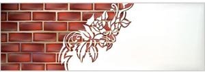 Vector Floral Art On Red Glossy Bricks Banner
