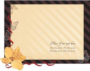 Vector Flower On Tea Invitation Floral Card Butterfly In Background Illustration