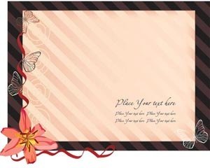 Vector Flower On Tea Invitation Floral Card Butterfly In Background Illustration