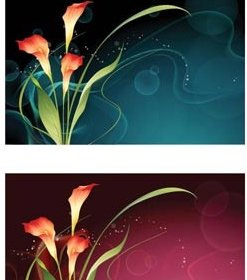 Vector Flower With Line Art Floral Background Banner