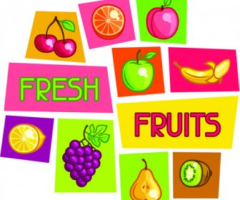 Векторные иконки свежих фруктов