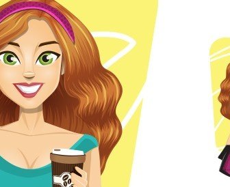 Vektor-Mädchen Halten Kaffee
