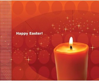 Vector Glowing Candle With Pattern Background Happy Easter Card Design