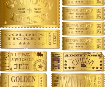 Vector Gold Ticket Design Elements