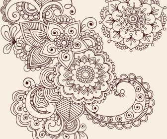 Vector Graphic Flower Ornaments Pattern