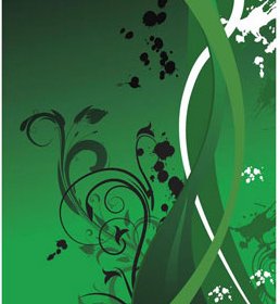Vektor-grüne Kulisse Grunge Floral Linien Backgound