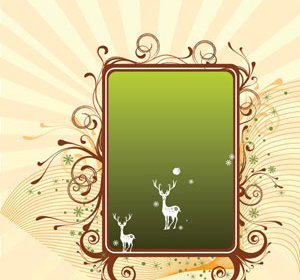 Vektor Grün Floral Frame Auf Orangem Hintergrund Illustration