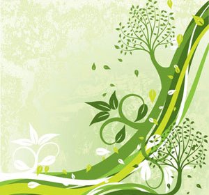 Vector Green Floral Leaf Background