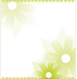 Vector Green Flower Illustration On White Frame Background With Glowing Green Boarder