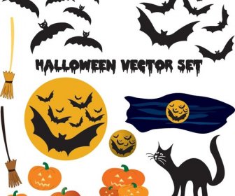Vektor Halloween Desain Elemen Set