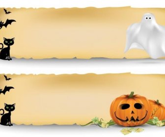 Vektor-Halloween Papier Schneiden Horizontale Banner