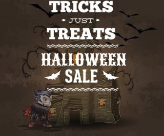 Векторный дизайн плаката продажа Хэллоуин