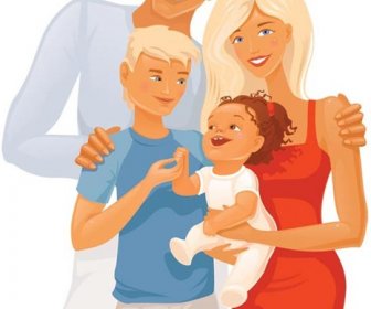 Vector Et Heureuse Famille Illustration