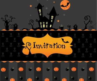 Vector Happy Halloween Invitation Card Template