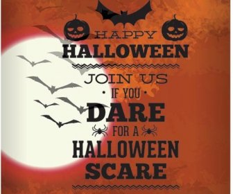 Vektor Bahagia Halloween Desain Poster Menakut-nakuti