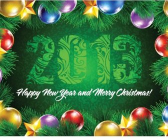 Vector Happy New Year13 And Merry Christmas Card