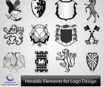 Heraldik Elemen Untuk Desain Logo Vektor