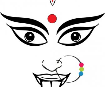 Vektor Icon Design Symbol Mahakali Durgamata Oldgod Sammlung Band Clip Rot