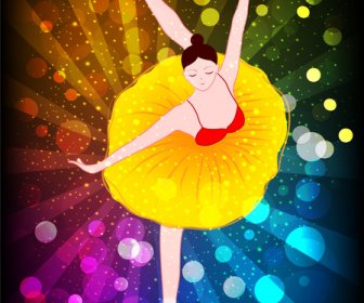 Vector Illustration Of Ballet Dancer On Bokeh Background
