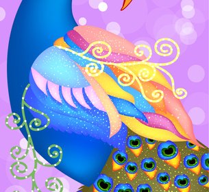 Vector Illustration Of Colorful Peacock On Bokeh Background