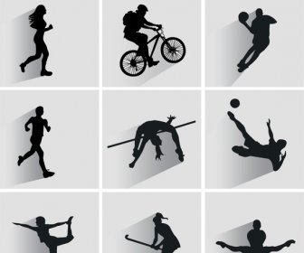 Vector Illustration Of Sports Silhouttes Icons