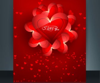 Hari Kasih Sayang Vektor Ilustrasi Untuk Brosur Template Hati Penuh Warna Latar Belakang