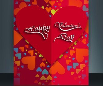 Vektor-Illustrationen Valentinstag Für Broschüre Vorlage Herz Farbigen Hintergrund