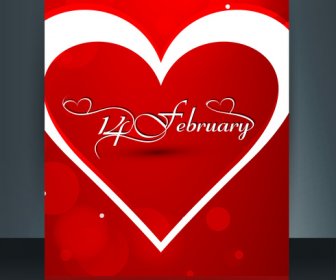 パンフレット テンプレート中心のカラフルな背景のベクトル イラスト バレンタインの日