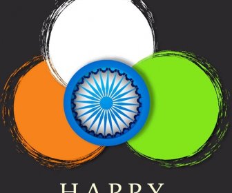 Spruzzata Di Vernice Cerchio Colore Bandiera Indiana Di Vettore Con 3d Asoka India Fondo Di Giorno Di Indipendenza