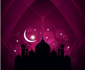Modello Islamico Cartolina D'auguri Di Vettore Per Ramadan Ed Eid Ul Fitar