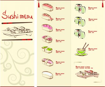 Japonya Sushi Menü Şablonlar Vektör