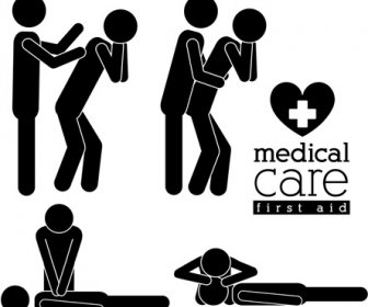 Vector Medical Care People Silhouettes Set