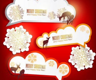 広告が美しい星のフレークとメリー クリスマス鹿をベクトルします。
